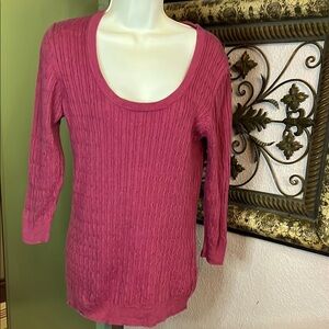 Gap Pink Knit Pullover- stretch cableknit- Sz l